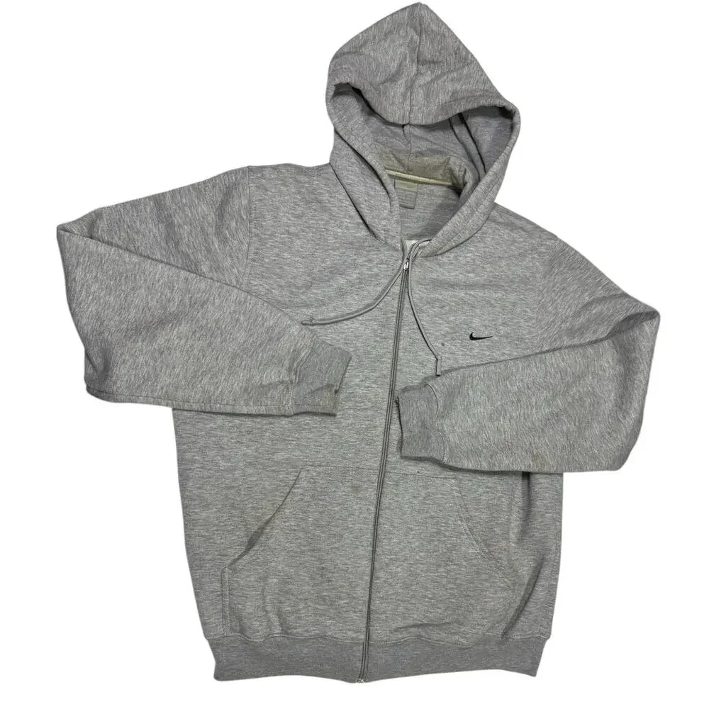 Nike Gray Zip Up Hoodie Size Medium Y2K Vintage